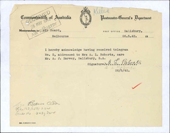 Roberts, letter wellington
